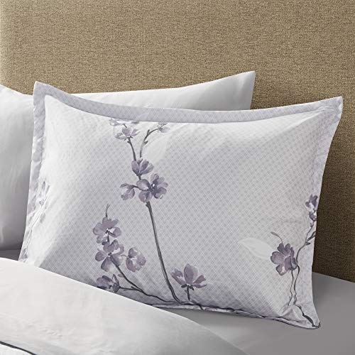 Comfort Spaces Bed In A Bag - Trendy Casual Design Cozy Comforter With Complete Sheet Set With Side Pocket, All Season Cover, Matching Shams Queen(90"X90"), Kate, Grey/Purple 9 Piece #TOP7
