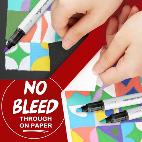 Image of SFAIH Acrylic Paint Creative Markers, 24 Colors | Brush & Chisel, High Coverage, Works for Paper, Fabric, Wood, Ceramic, Glass, Rock, Canvas, Stocking Stuffers