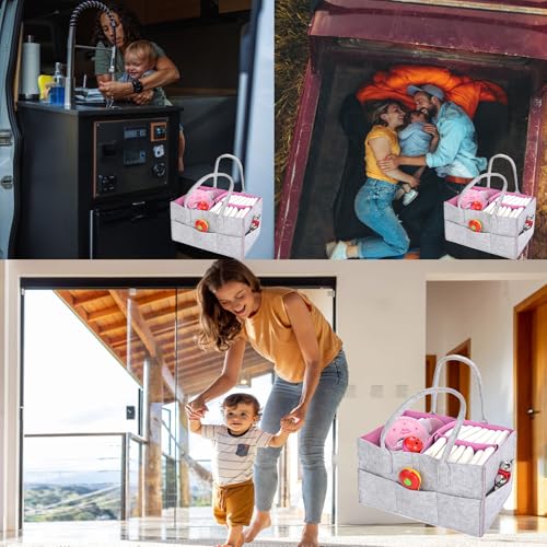 Image of Baby Diaper Caddy is a versatile baby basket designed for nursery storage, car organization, and as a thoughtful gift for baby showers. It is perfect for storing diapers and baby wipes.