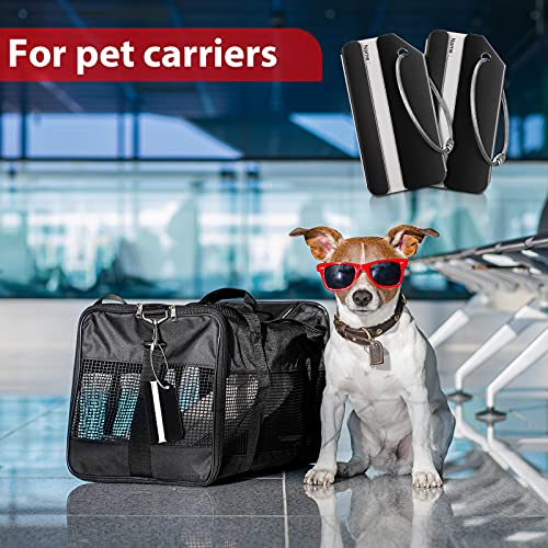 12 Pieces Luggage Tags Business Card Holder Aluminum Metal Travel Id Bag Tag For Suitcases Travel Luggage Baggage Identifier (Black) #TOP6