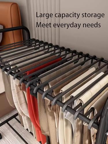 Perchero portátil para pantalones con 24 Hanrs multifunción para pantalones vaqueros, bufandas, faldas, secado y Sto Solut para dormitorio
