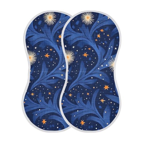 2 Pack Night Sky Muslin Burp Cloths Cotton Absorbent Baby Burping Rags for Boys Girls Soft Newborn Burp Bibs, 22 x 11 Inch2
