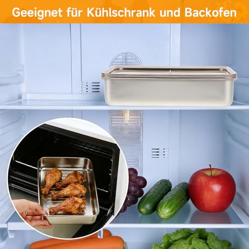 RAIN QUEEN Stainless Steel Food Storage Set, 4-Pack 4.5L with Clear Lids by RAIN QUEEN - Used condition - Image 6
