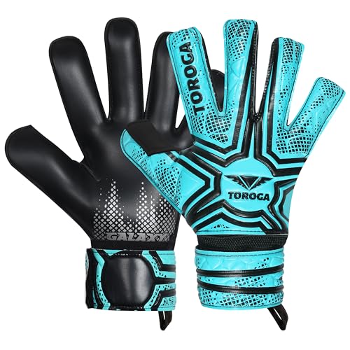 TOROGA Football Goalkeeper Gloves, Black Flat Cut, 7, Ambidextrous