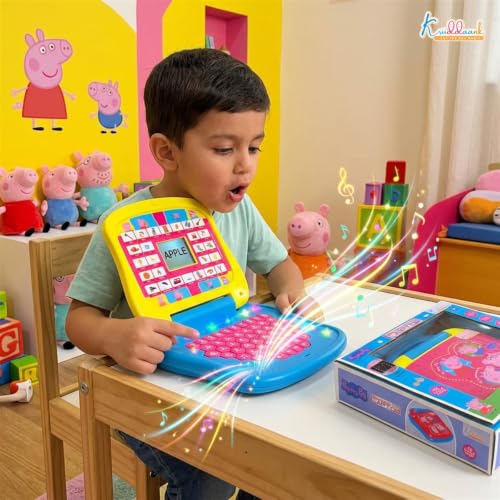 Image of Peppa Pig Educational Laptop for Kids - Interactive Learning Toy with Screen, Music & Sounds - Pre-School Alphabet, Numbers & Word Pronunciation - Safe & Durable Electronic Toy for Ages 3+
