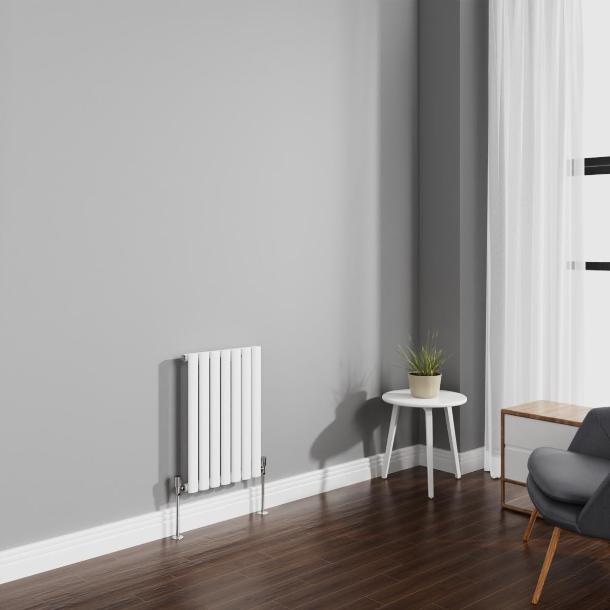 NRG Radiateur horizontal ovale 600 x 413 mm Blanc brillant Chauffage central