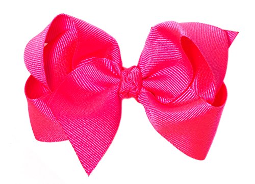 Anna Belen Girls"Lila" Large Grosgrain Bow Clip O/S Neon Pink