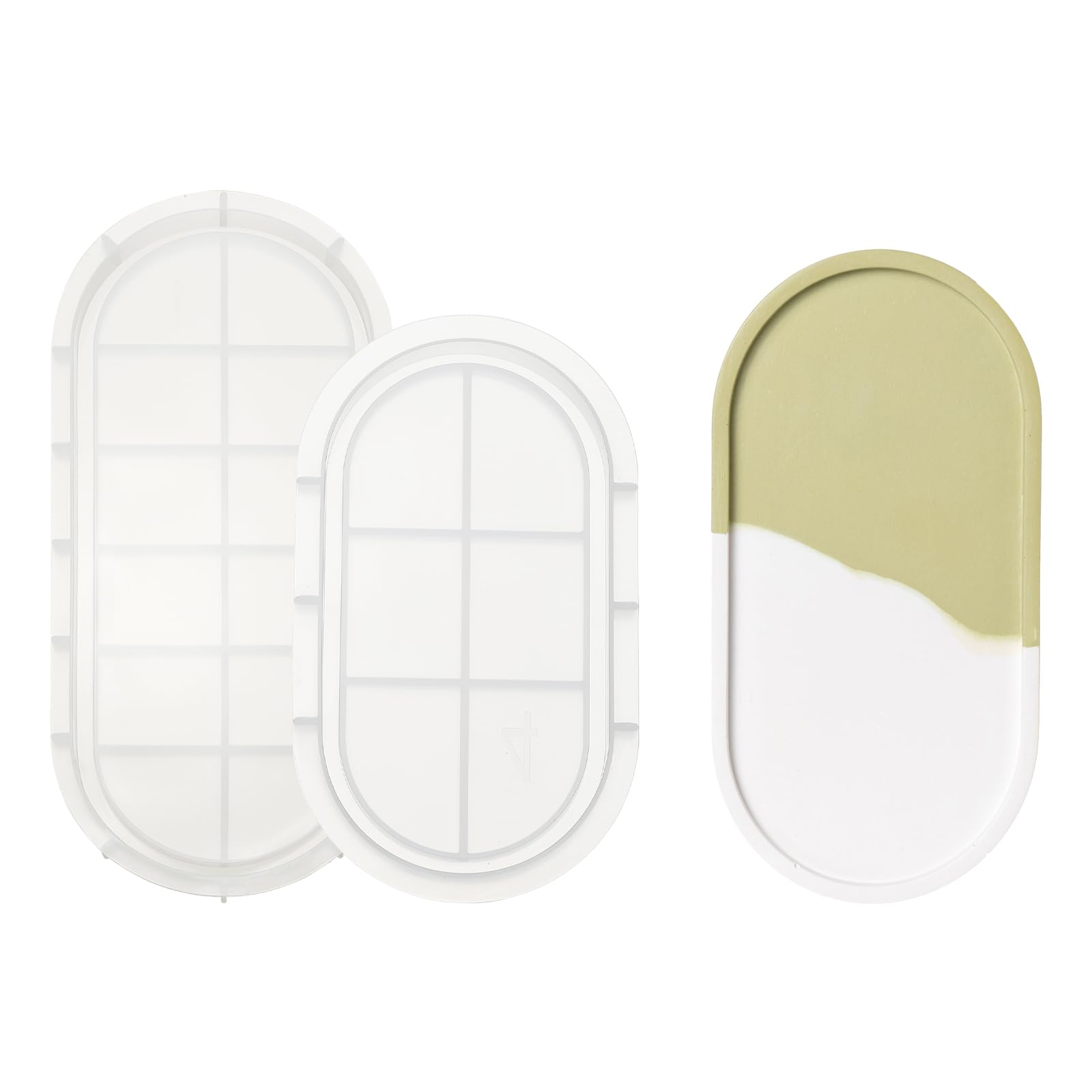 PATIKIL 12.1 Inch/ 6.9 Inch Oval Tray Resin Mould with Edge