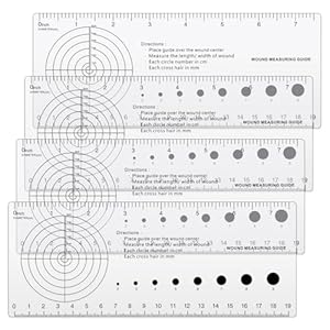 Geiserailie 4 Pcs Medical Ruler with Wound Measuring and Pupil Gauge Wound Measurement Tools for Nurses Wound Measuring Guide for Nurses Body Wound Care
