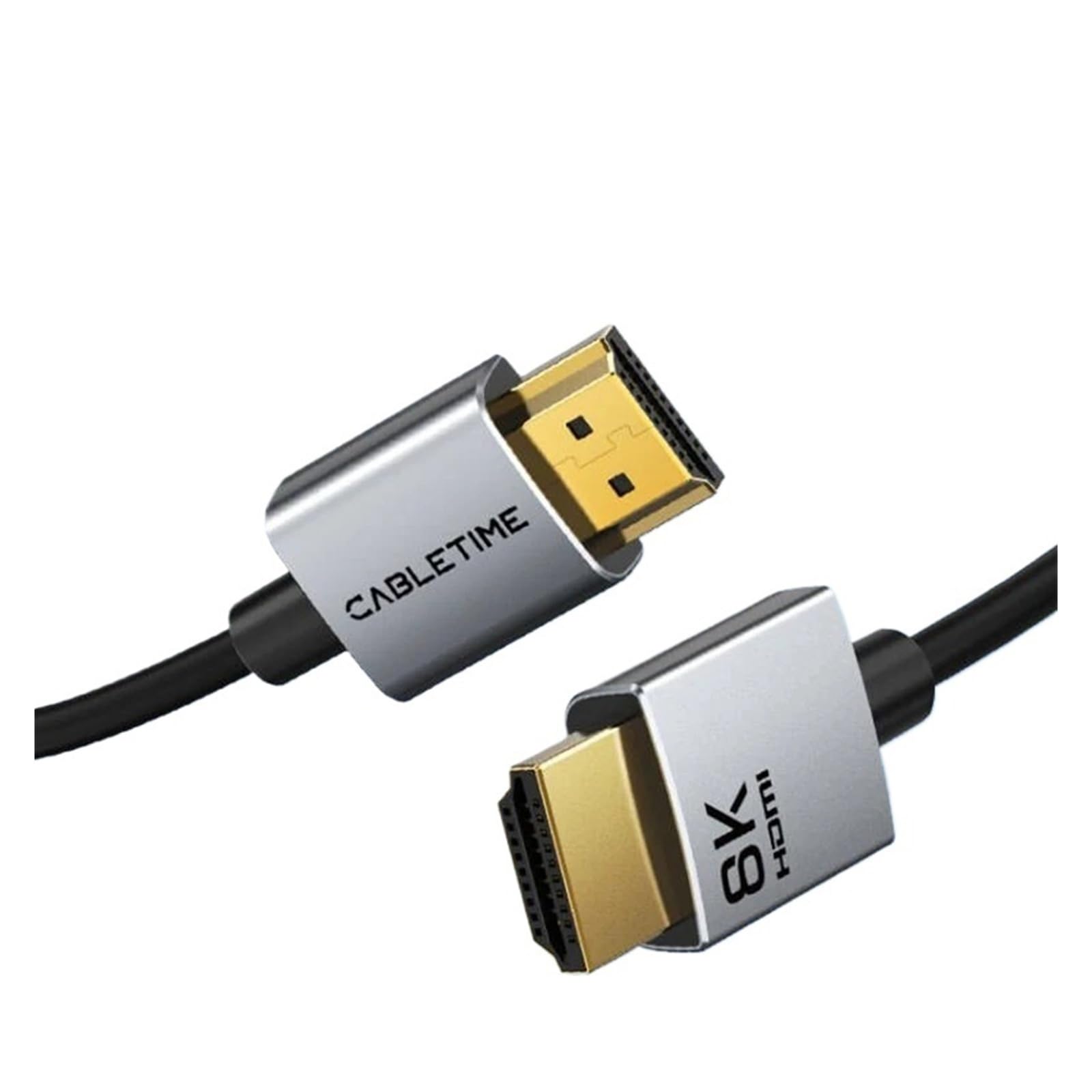 CABLETIME Cable HDMI 2.1 Delgado De 8K Cable HDMI A HDMI 8K@60Hz 4K@120Hz Resolución Ultra HD 3,8 Mm De Ancho, Compatible Con Computadora Portátil, Lenovo Dell(2M)