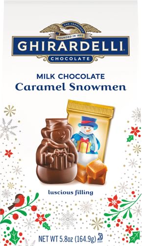 Image of GHIRARDELLI Milk Chocolate Caramel Snowmen, 5.8 Oz Bag (Pack of 2)