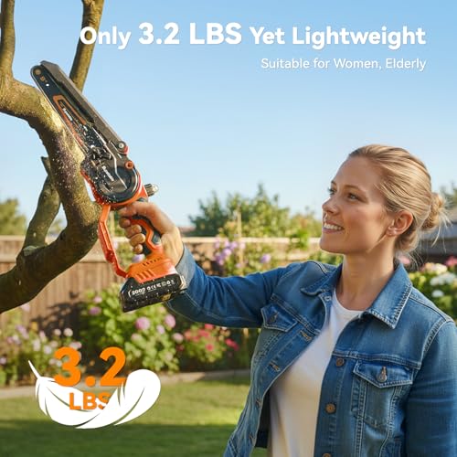 Image of Mini Chainsaw Cordless, 8 Inch & 6 Inch Electric Chainsaw Battery Powered, 1000W Brushless Handheld Power Chain Saw with 2 Batteries, Small Tree Saw for Branch Trimming Wood Cutting