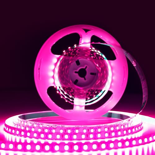 Image of Forus 5 Meter (5M) 8mm Pink LED Strip Light, 120 LEDs /M Plug & Play Flexible Lighting for Home Decor, False Ceiling, Pooja Room, Living Room, Kitchen, Mirror, Stairs, 2-Year Warranty