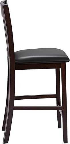 Miniatura 10 de COSTWAY Bar Stools Set of 2, 25” Counter Height Pub Chairs with Rubber Wood Legs, Armless Bar Chairs with Elastic Cushion & PU Cover for Kitchen,