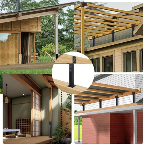 4 Pcs Heavy Duty Roof Riser Bracket, Adjustable Height and Angle Pergola Roof Bracket for 3.6 Inch Wood Posts, for Patio Cover Pergola by XIHUWZ - Image 6
