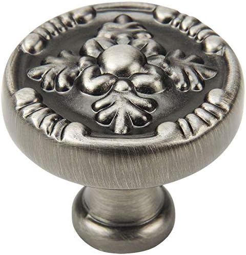 Cosmas 25 Pack 9465AS Antique Silver Cabinet Hardware Round Knob - 1-1/4 Diameter
