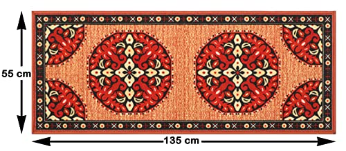 Image of THE HOME TALK Modern Polyester Area Rugs | Carpets for Living Room, Kitchen, Kid's Room, Bedroom | Microfiber Polyester Rugs | Shaggy Floor Carpet | Anti Skid Store (Red, 55x135 Cm)