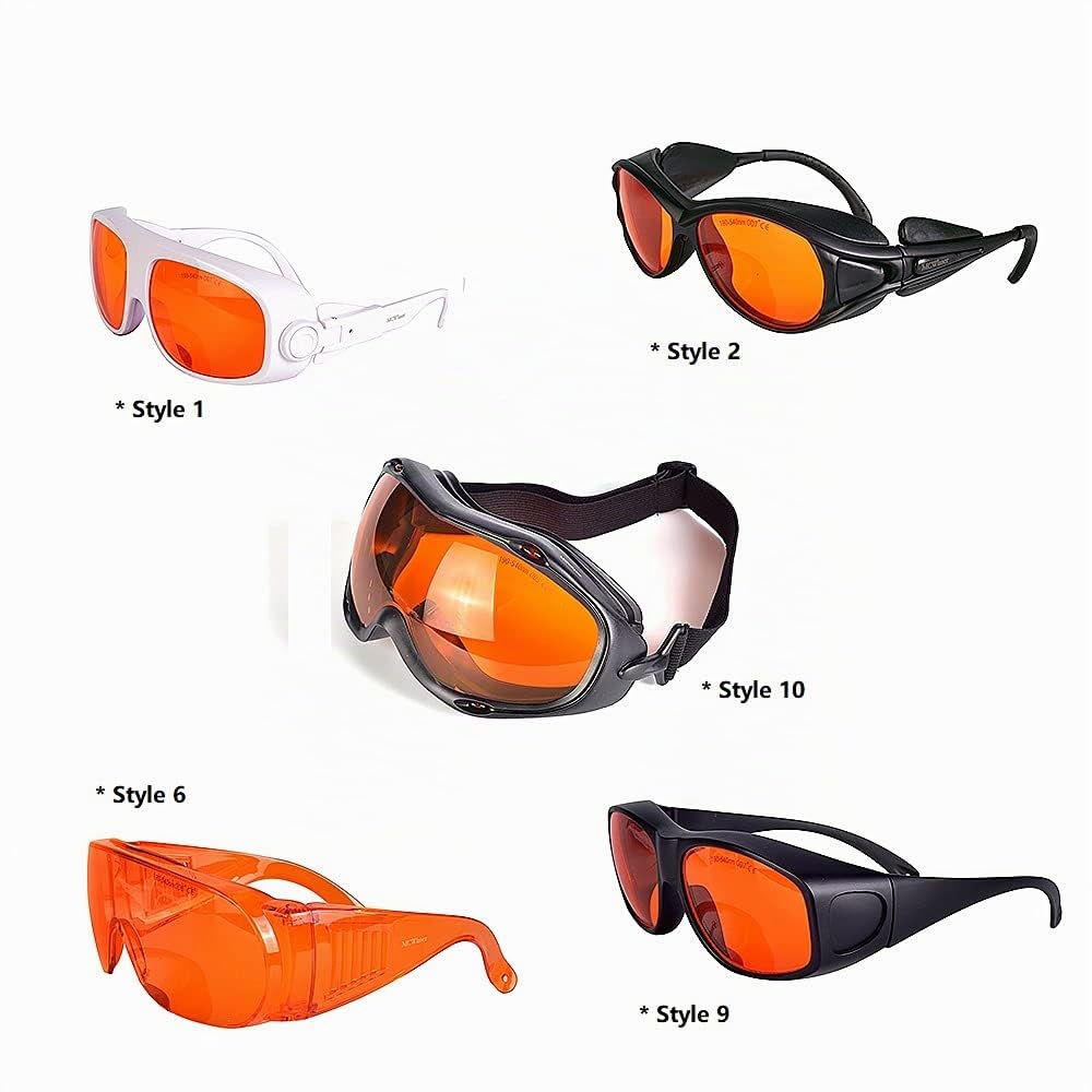 MCWlaser 190-540nm Lunettes de Protection Sécurité Laser OD7+ Safety Goggle Glasses For UV light Violet Blue Green Laser 405nm 445nm 450nm 473nm 532nm Type d'absorption EP-3 Style 9