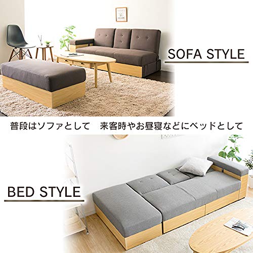 アイリスプラザ ソファベッド テーブル付き たっぷり収納 スツール オットマン(脚掛け) 3人掛け STSB-2110 ブルー 140×77×76cm [3]