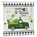 FJTP St. Patrick’s Day Shower Curtain 72x72 Inch, Green Truck Shamrock Clover Buffalo Plaid Waterproof Polyester Bathroom Curtain with Hooks, Machine Washable St Patrick’s Day Shower Curtain Decor