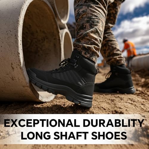 ANGRYRAM Steel Toe Boots for Men Women Lightweight Comfortable Steel Toe Shoes Puncture Proof Slip Resistant Construction Work Boots for Men Indestructible Safety Work Shoes — view 4