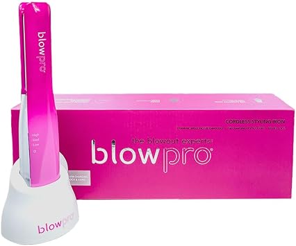 blowpro لاسلكي تصفيف الحديد، صنع للسفر، USB قابلة للشحن الحديد، 1 "ألواح التيتانيوم، 35 دقيقة من التصميم اللاسلكي، 3-إعدادات الحرارة مسبقا، قفل السفر، التكنولوجيا الحرارية السريعة!