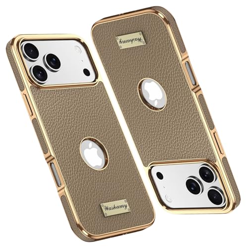 Coque en cuir véritable iPhone 17 Pro Max luxe galvanisé élégante