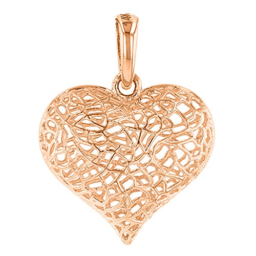 Textured 14k Rose Gold Heart Charm
