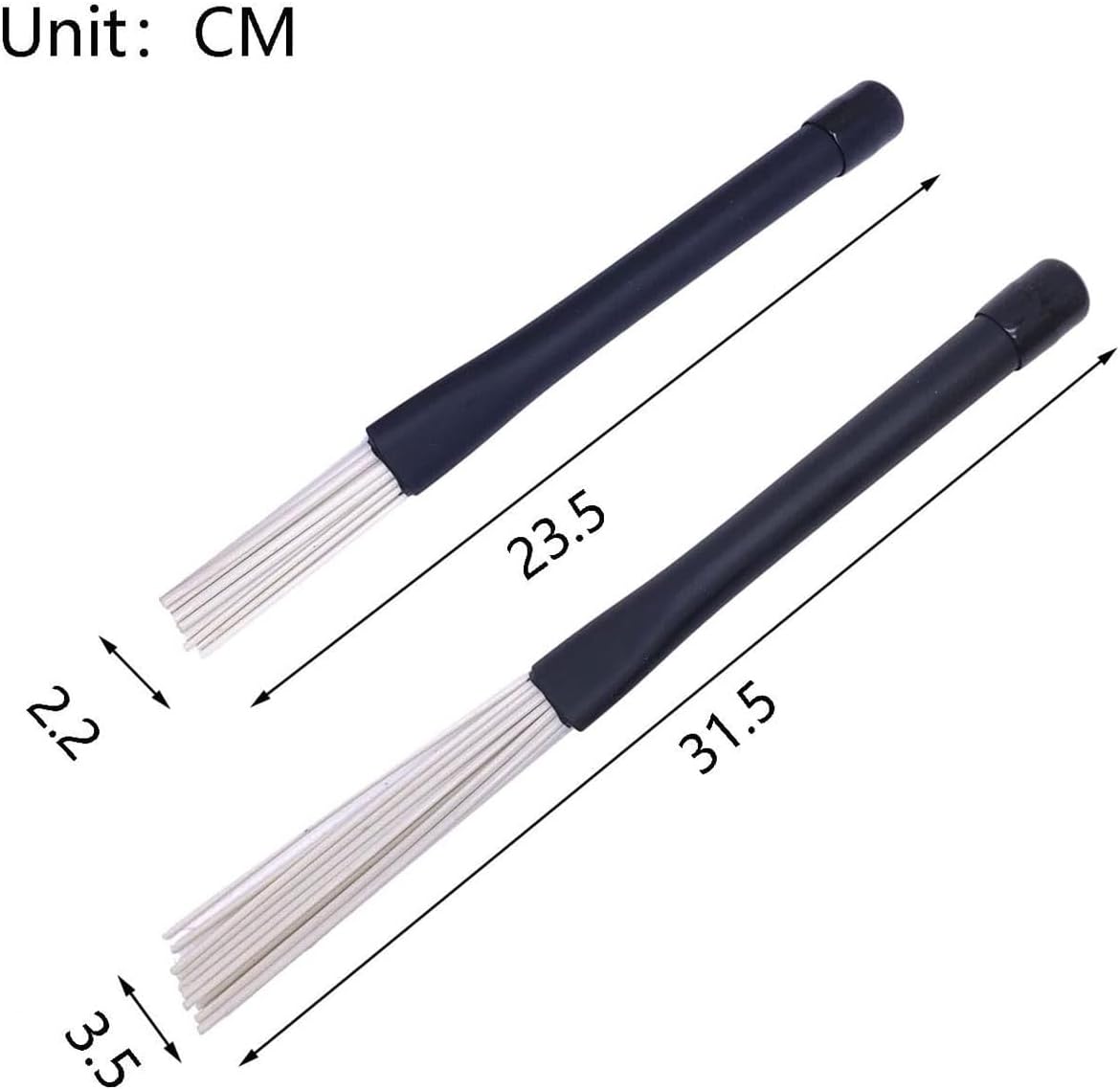 Drum brush Kit Nylon Cajon Brushes Light & Standard Size 1 Pair Retractable Nylon Brush Stick with Comfortable Rubber Handles for Cajon Jazz Percussion Accessories (Black)
