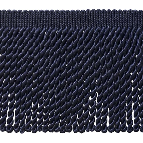 DÉCOPRO 6" (15cm) Basic Solid Collection Traditional Satiny Bullion Fringe Trim (Style# BFS6) Dark Navy Blue #J3 (Dark Blue) 5 Yard Value Pack (4.5m/15 ft) by DÉCOPRO - Used condition - US$34.84
