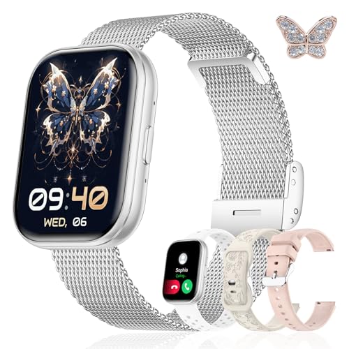 Iaret Reloj Inteligente Mujer, Regalo con 4 Correas Intercambiables y Charm, Smartwatch de 1,75', Llamadas Bluetooth, Ritmo Cardíaco SpO2 Sueño, 120+ Modos Deportivos, Compatible con Android iPhone