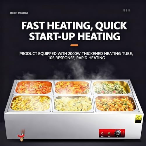 Energy Efficient Commercial Food Warmer - Heavy-Duty Large Capacity Stainless Steel Buffet Server for Restaurants & Catering Services - Durable, Reliable & Ideal for Events (A3-57x37x24cm)
