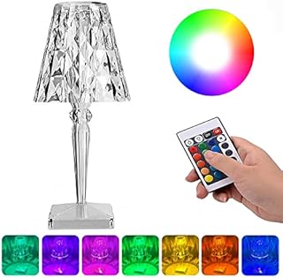 KEAGAN Table LampRechargeable Table lampCrystal Table lampAcrylic Diamond Night LightTouch Remote Control [16 Colour Mode]RGB Colour Changing Night Light in Bedroom and Living Room