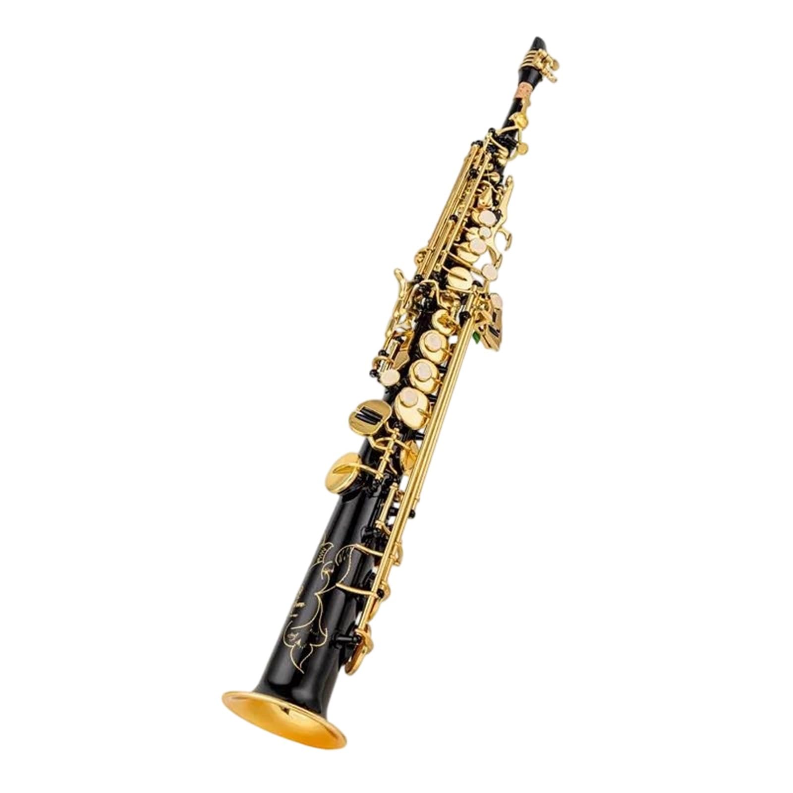 Sassofoni Per Principianti Sassofono Soprano In Si Bemolle Strumento Professionale Placcato Nero E Oro Con Due Colli Curvi(2)