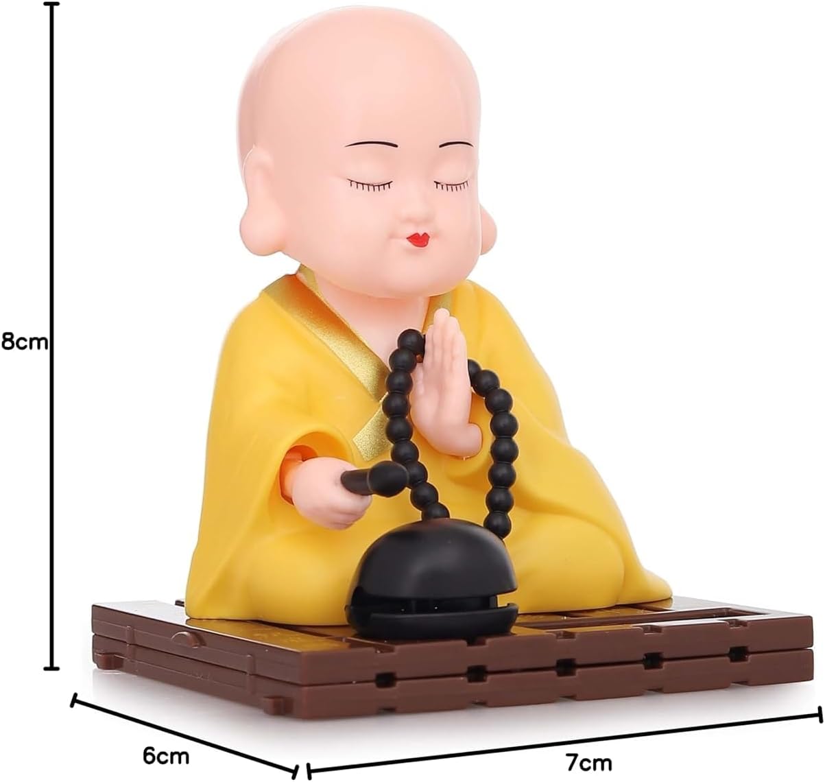 YADAVA Solar Powered Moving Head and Hand Sitting Action Gautam Buddha Statue for Living Room | Car Dashboard | Home | Office Desk | Wealth & Prosperity (Yellow)