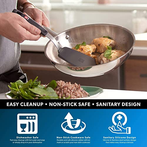 Di Oro 10-Piece Kitchen Utensil Set - 3 Seamless Silicone Spatulas And 2 Spoons, 3 Silicone Turners, And 2-Piece Stainless Steel Kitchen Scissors Set - 600°F Heat-Resistant Rubber Spatulas (Black) #TOP1