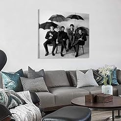 QWKM Poster vintage en noir et blanc avec photos des parapluies des Beatles – Art mural – Impression moderne… - Les Beatles, Paul McCartney, John Lennon, RIngo Starr, George Harrison QWKM Poster vintage en noir et blanc avec photos des parapluies des Beatles - Art mural - Impression moderne… – Image 3