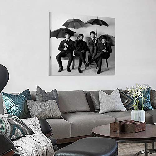 QWKM Poster vintage en noir et blanc avec photos des parapluies des Beatles – Art mural – Impression moderne… - Les Beatles, Paul McCartney, John Lennon, RIngo Starr, George Harrison QWKM Poster vintage en noir et blanc avec photos des parapluies des Beatles - Art mural - Impression moderne… – Image 4