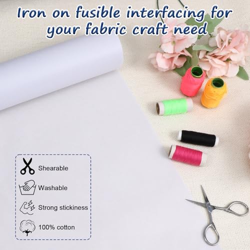 Interface fusível com ferro de passar a ferro, peso médio, interface fusível para costura de 39 cm x