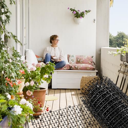 XFLYP Dornengitter Tier-Barriere, 200*30cm Katzen-Abwehrstreifen Tier-Barriere Katzenschreck Tierschreck, Anti-Katzen-Netzwerk Graben Stopper Prickle Strip Spike Matte mit 8 U-Förmig Erdanker(Weiß)