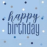 geburtstagsservietten 60 Kombinieren Sie mit anderen Glitzer-Blau und Silber Geburtstagsparty-Zubehör von Unique Party.