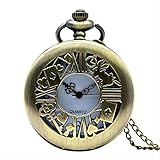 Gewicht: 60g Tasche Watch Watches Wander Zeit Magie Hohle Weinlese-Bronzen-Quarz-Uhr-Poket Open Face Fob Uhr Arabisch Anzahl Frauen-Geschenk