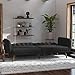 Novogratz Brittany 82 Inch Futon Sofa Bed in Faux Leather, Upholstered Couch Sleeper with Tufted Back, Mid-Century Modern Design, Dark Gray