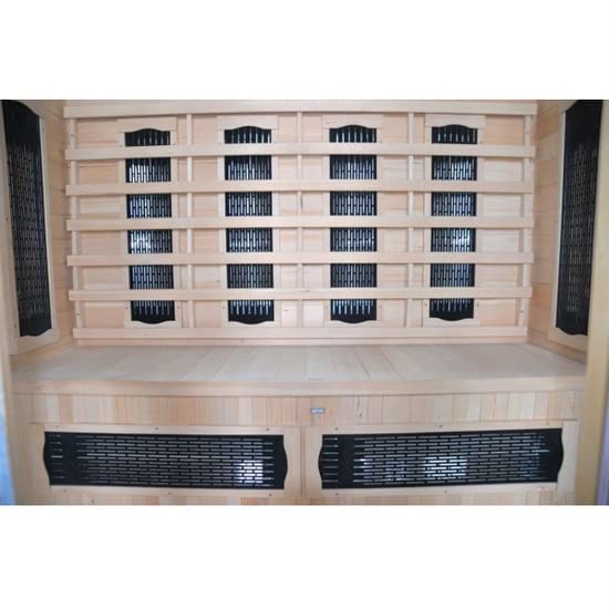 BagnoItalia Sauna à infrarouge 175 x 135 cm en bois hemlock 4 places chromothérapie parfum radio I