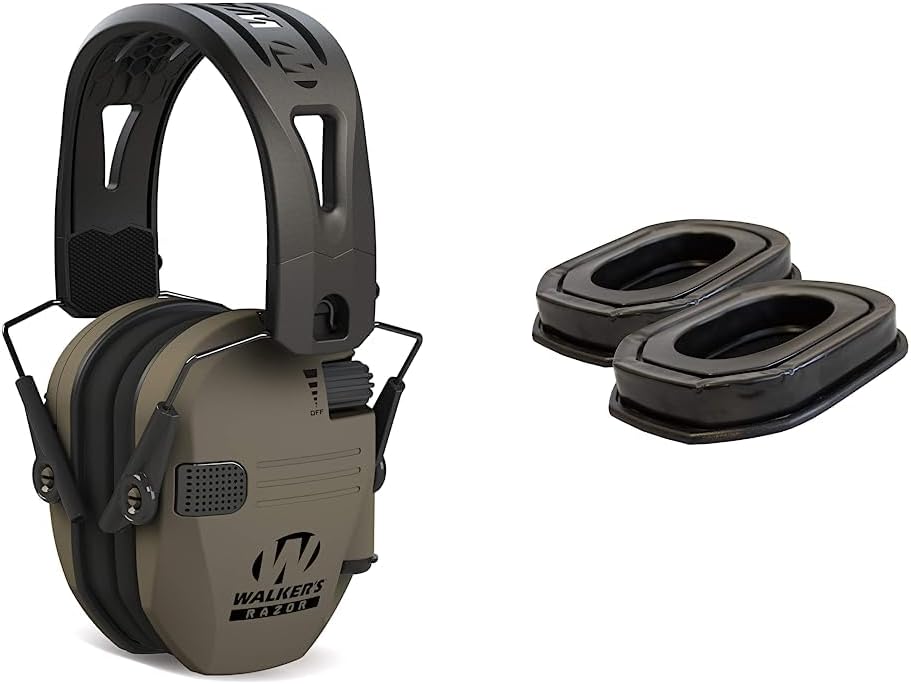 Walker's Razor Tacti-Grip Earmuffs- Flat Dark Earth, High Performance Silicone Composite Slip Free Headband- Natural Sound Clarity Full Dynamic Range 23 NRR, fde & Game Ear Gel Filled Ear Pad, Multi
