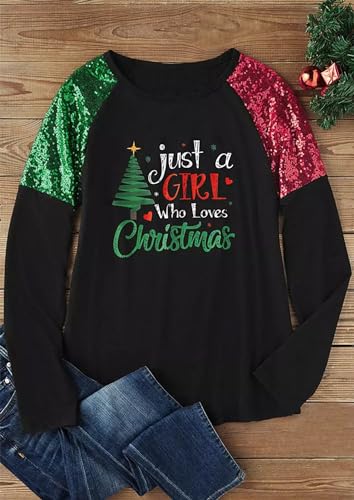 Women Leopard Christmas Trees Snowflake Sequined Splicing Blouse T Shirts Xmas Graphics Print Casual Long Sleeve Tees2