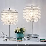 Luvkczc Set of 2 Crystal Table Lamp with Touch Control, USB Bedside Crystal Table Lamp, 3-Way Dimmab