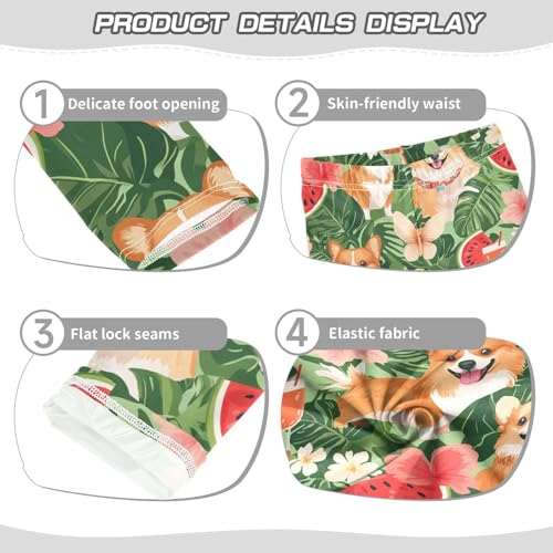 Summer with Dogs Girls Leggings,Workout Leggings for Girls Toddler Athletic Leggings Size for 3-10T3