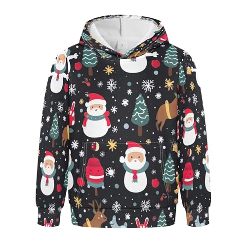 Kids Hoodies Sweaters Christmas Xmas Santa Claus Hooded Sweatshirts with Big Pockets for Boys Girls B0400348