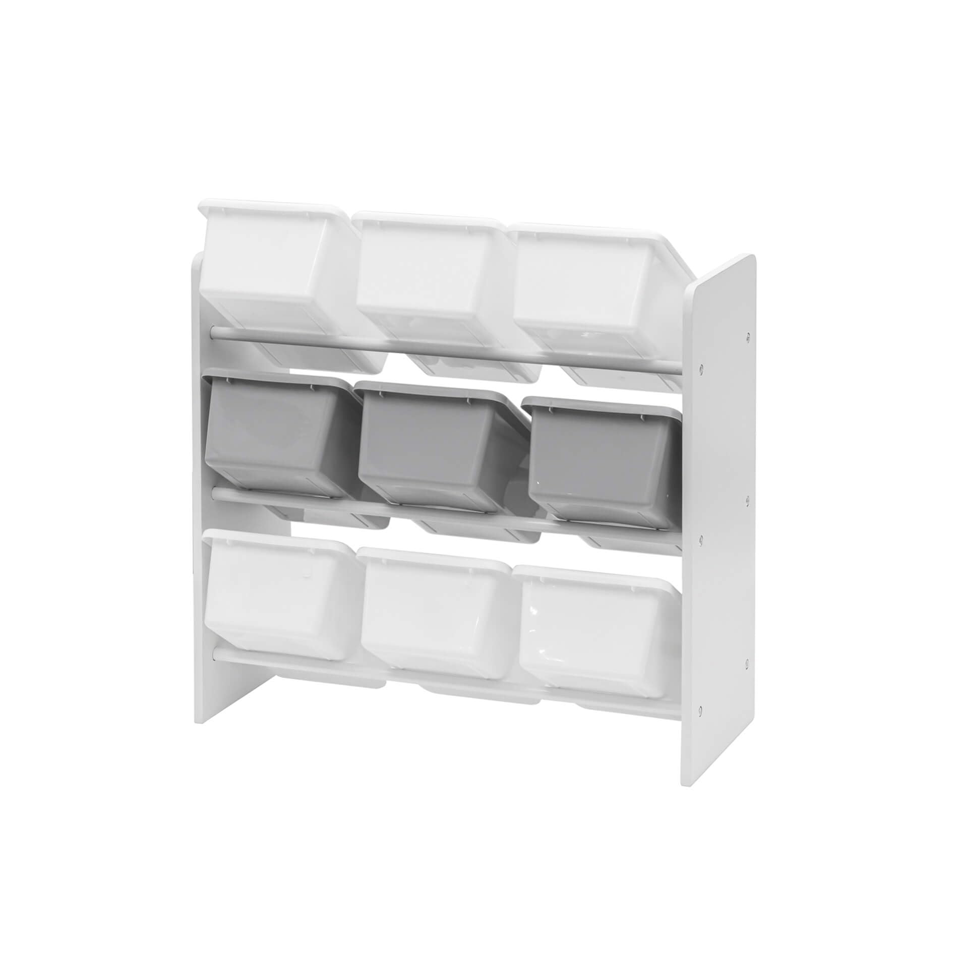 Rebecca Mobili Spielzeugregal, Regal mit 9 Herausnehmbaren Boxen, Weiß, MDF Kunststoff, Für Montessori Kinderzimmer - Maße HxBxT: 60 x 65 x 26,5 cm - Art. RE6847